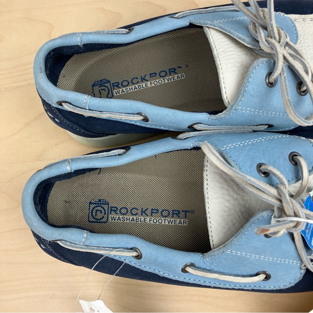 Rockport Men’s Size 8.0 M Classic 2 Eye Leather Boat Shoes Blue Navy White - Picture 10 of 12